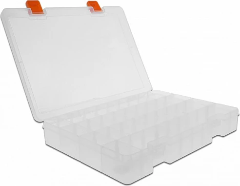Kuti organizuese DeLOCK, plastike transparente, 36 ndarje, 190 x 250 x 40 mm