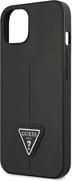Mbështjellës Guess SaffianoTriangle Logo për iPhone 14 Plus 6.7", i zi