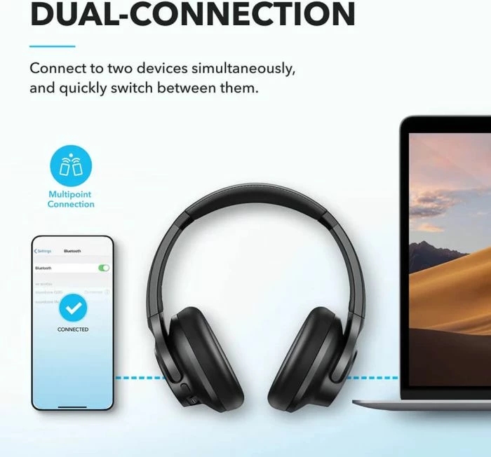 Kufje over-ear ANKER Soundcore Q20i (A3004G11), Bluetooth 5.0, Hybrid ANC, 60h bateri, Hi-Res/AUX, USB-C, të zeza