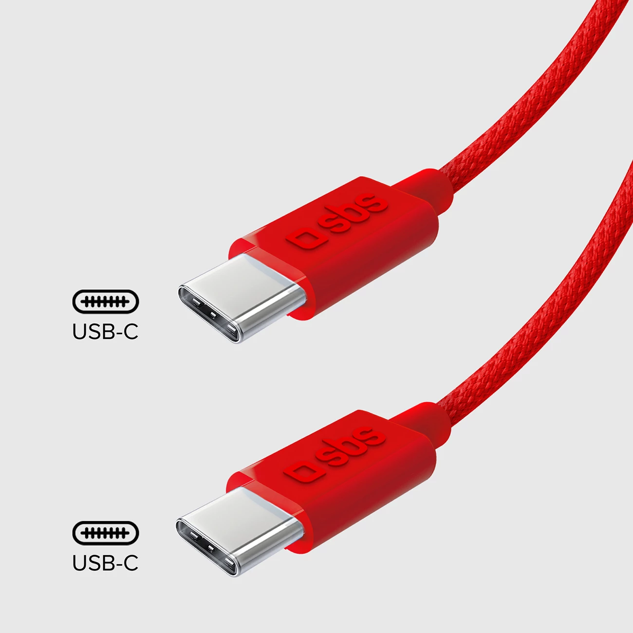 Kabllo USB-C në USB-C SBS TECABLETISSUETCCR, 1.5m, 60W, e kuqe