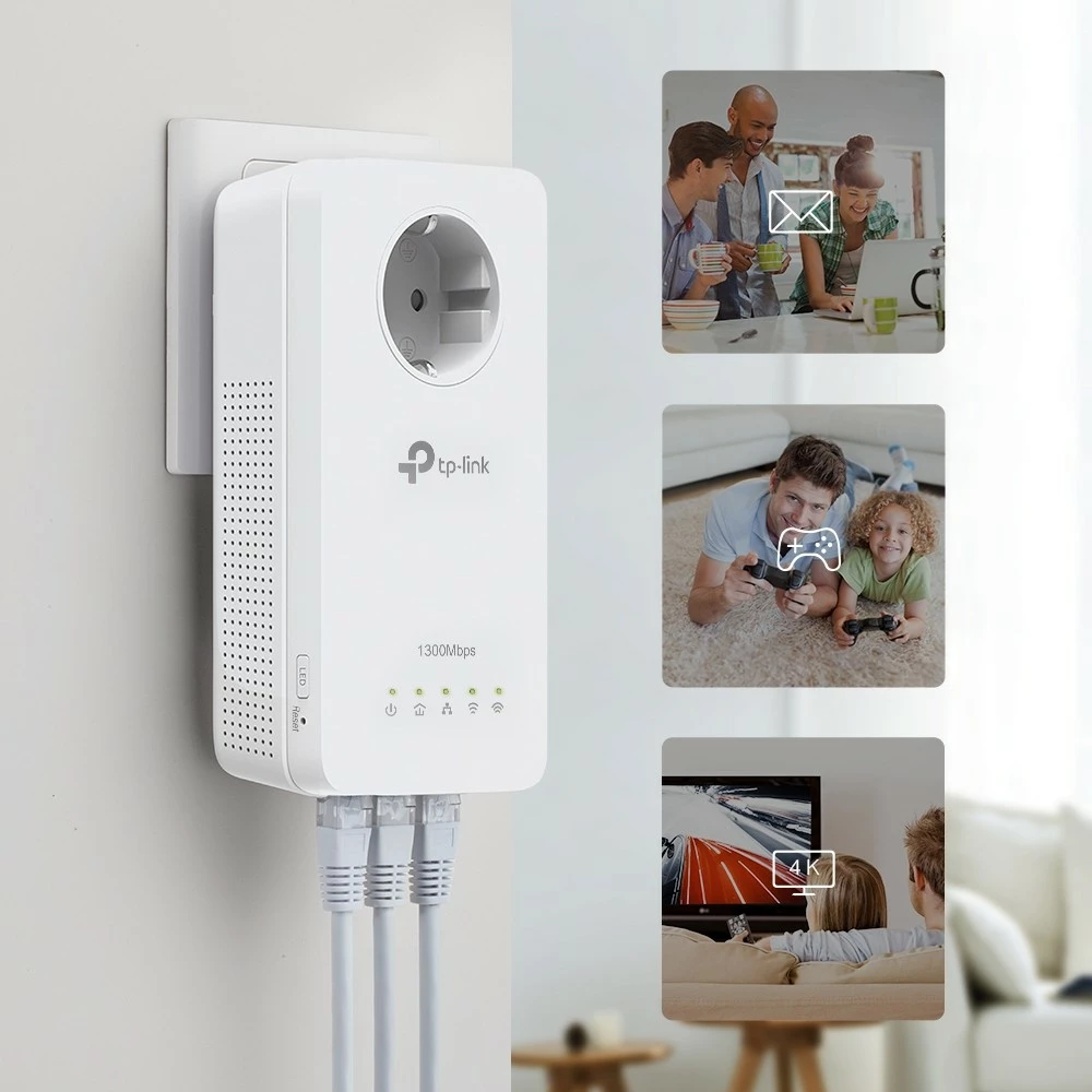 Powerline TP-Link TL-WPA1300P KIT, 1300 Mbit/s, Wi-Fi 5, e bardhë