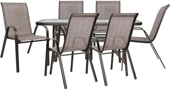 Set kopshti tavolinë & karrige Leon FH5206.02, 7 pjesë, të kafta