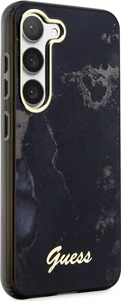 Mbështjellës Guess Golden Marble për Samsung Galaxy S23+, hardcase, i zi