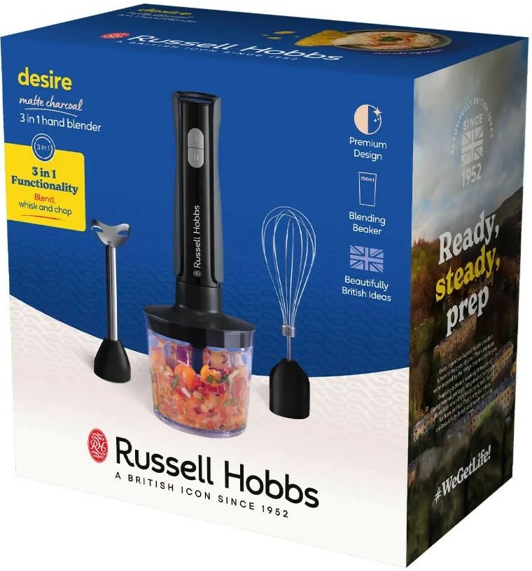 Blender dore Russell Hobbs 27141-56 500 W, 2 shpejtësi + turbo, set me grirës 500 ml + rrahëse + gotë 600 ml, grafit