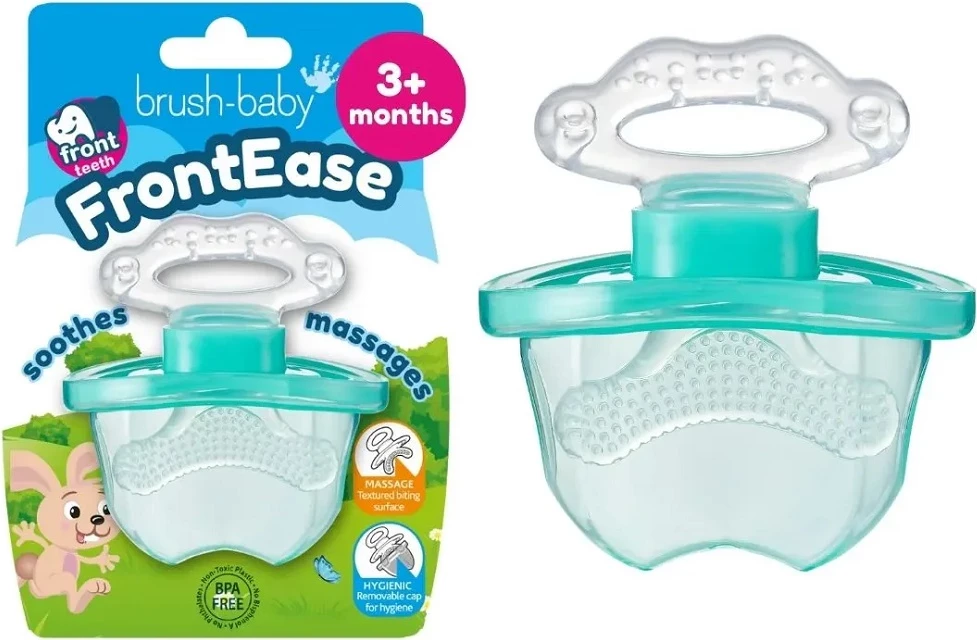 Lodër për dhëmbëzim Brush-Baby FrontEase Teething Teether 3+ ngjyrë e kaltër e çelët