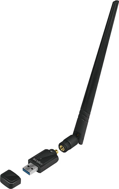 Adapter Wi‑Fi USB LogiLink 802.11ac, 1200 Mbps, USB 3.0, 2T2R, me antenë, i zi
