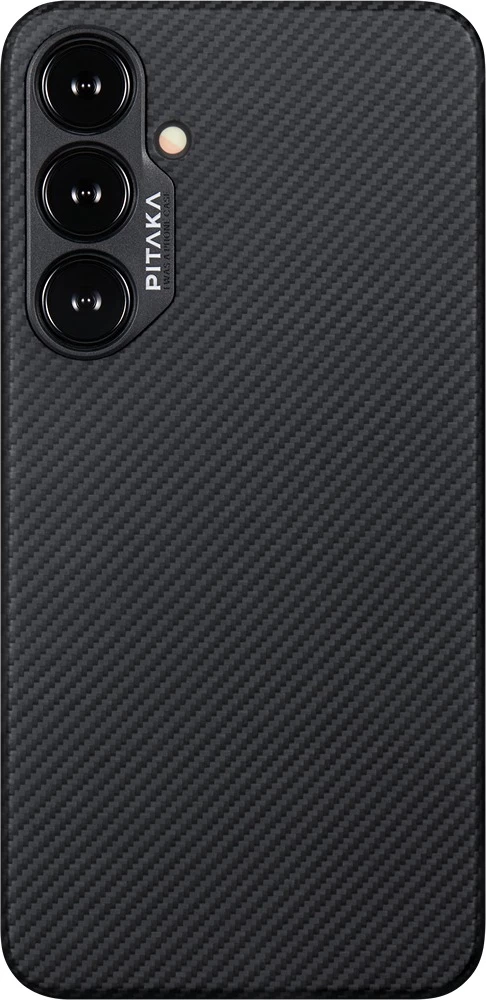 Mbështjellës Pitaka MagEZ Case 4 për Samsung Galaxy S24 Plus, aramid fiber, MagSafe, ultra i hollë 0.95 mm, i zi/hiri (Twill) 6