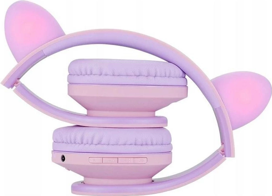 Kufje PowerLocus Kids Cat, Bluetooth 5.0, on-ear, me mikrofon, 15 orë bateri, vjollcë