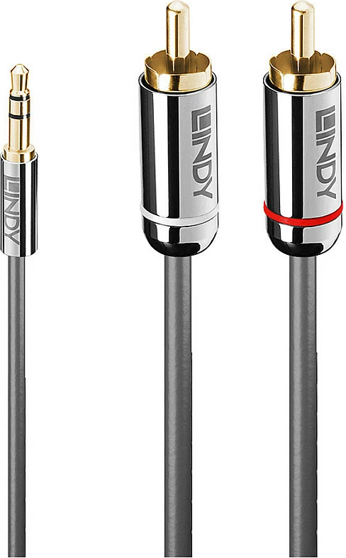 Kablë audio LINDY Cromo Line, 3.5mm në 2x RCA, 10m, antracit