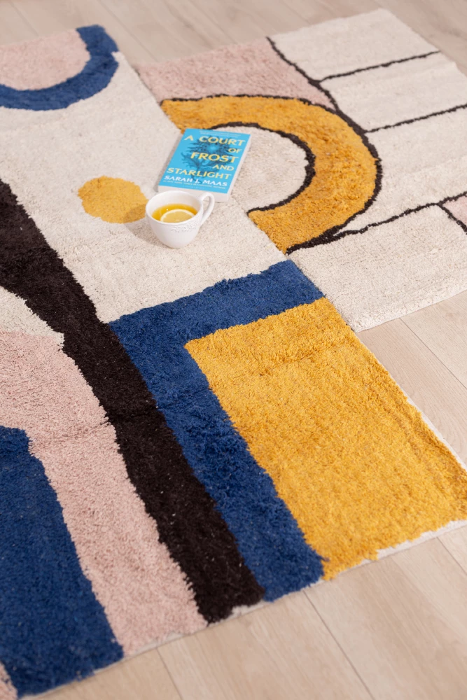 Qilim me motive gjeometrike, pambuk, shumëngjyrësh, 60x90cm