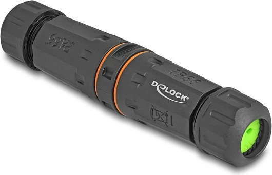 Bashkues fibër optike DeLOCK SC Duplex femër-femër, APC, IP68, filetë M20, i zi