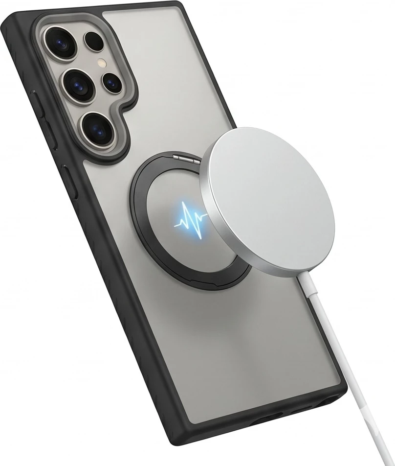 Mbrojtëse Silikoni MagSafe për Samsung Galaxy S25 Ultra, magnetik dhe praktik, për përdorim të përditshëm, e zezë/gri e errët