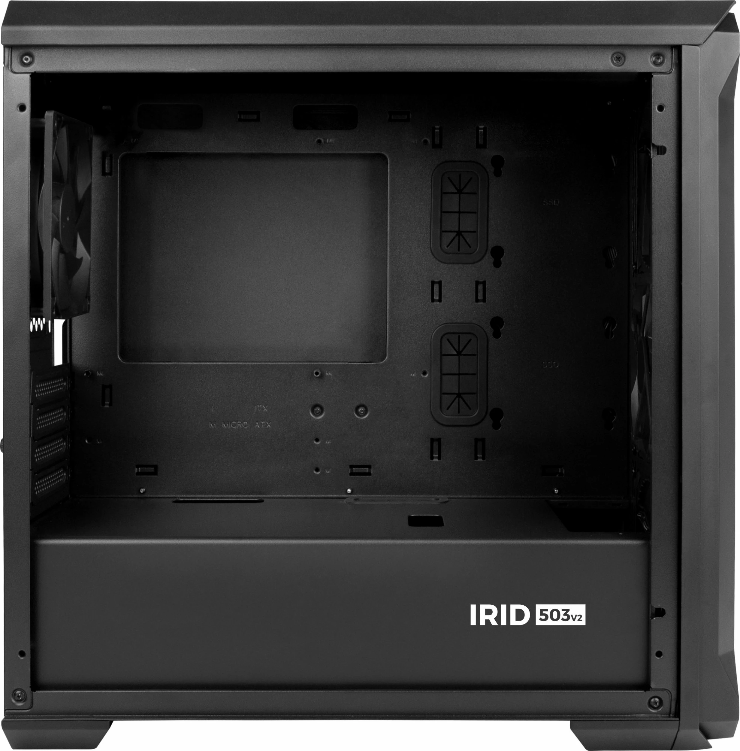 Kasë GENESIS Irid 503 V2 NPC-1558 Mini Tower, Micro-ATX/Mini-ITX, tempered glass, USB 3.0, e zezë