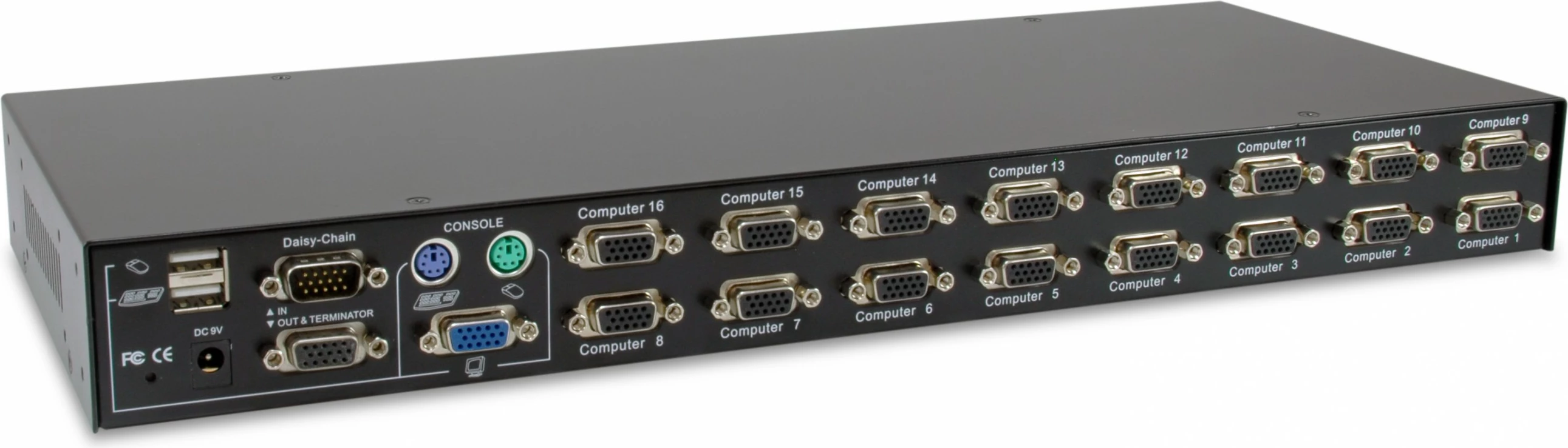 Switch KVM LevelOne 16-Port PS/2-USB VGA, 2048 x 1536 pixels, Rack mounting, 1U, e zezë