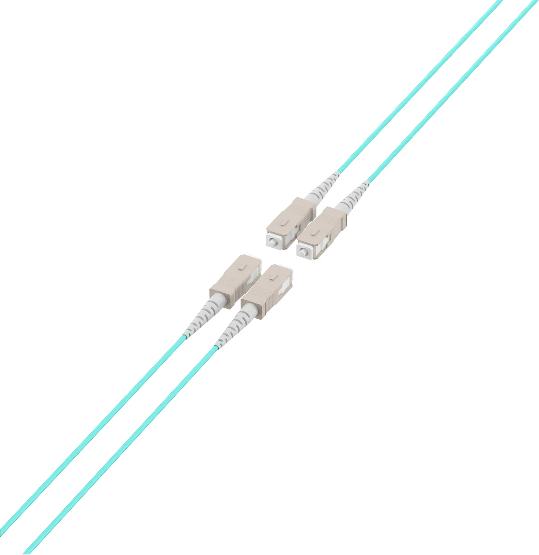 Kabllo fibër optike EFB Elektronik O8301S20OM3, OM3 multimode, 20 m, 4x SC-4x SC, LSZH, Aqua/Bezhë/Zi
