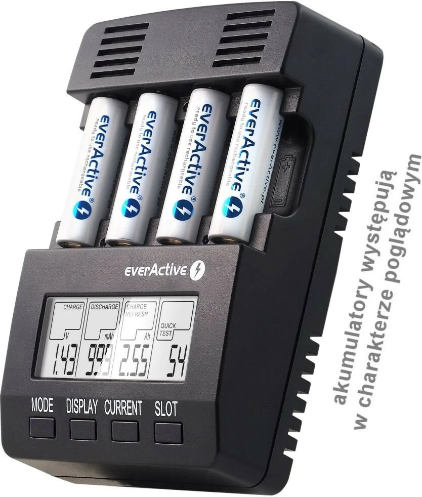 Karikues baterish everActive NC-3000, për AA/AAA/C/D, i zi