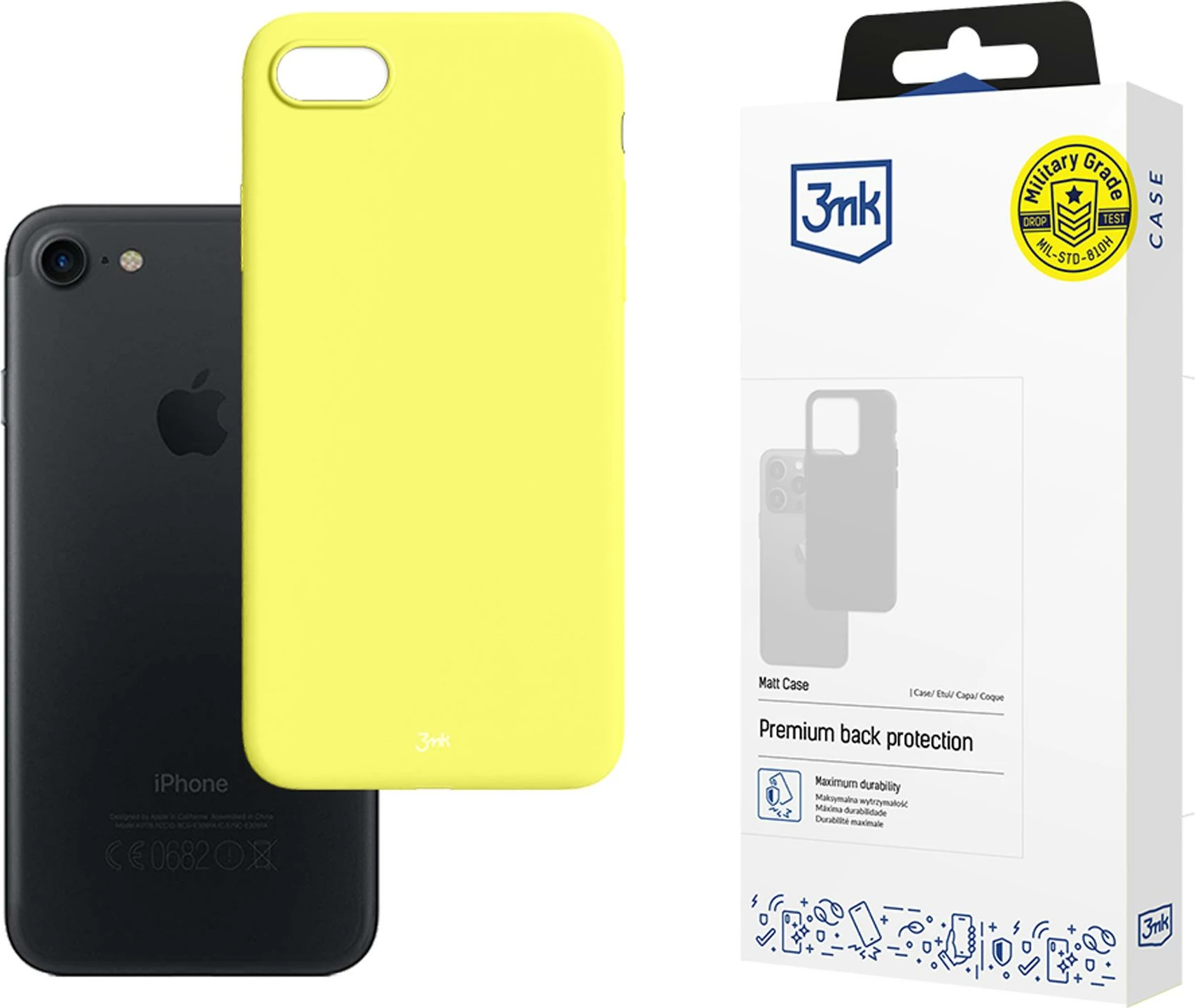 Mbështjellës 3mk Matt Case për iPhone 7/8/SE 2020/SE 2022, e verdhë