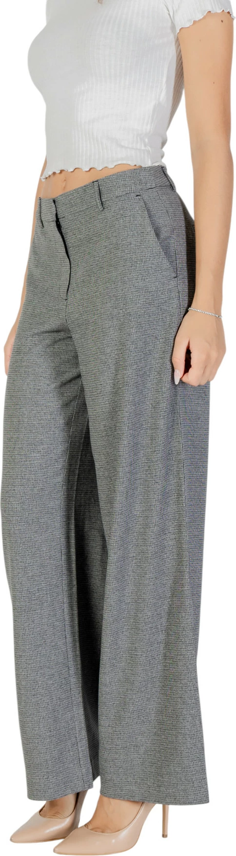 Pantallona për femra Only ONLDELL LIFE MW WIDE PANT CC TLR 15351146, të hirtë [Madhësia: W42 L32]