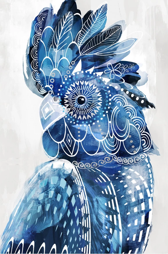 Pikturë dekorative blu, kanavacë, dru, 80x120x4 cm