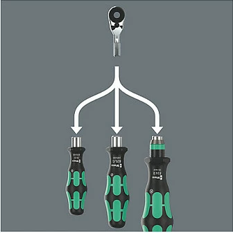 Çelës kriket mini Wera 8011 Zyklop Mini 4, 1/4", 50 mm, gri