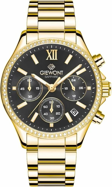 Orë dore femrash Giewont GW3670-B3, e zezë dhe e artë, set