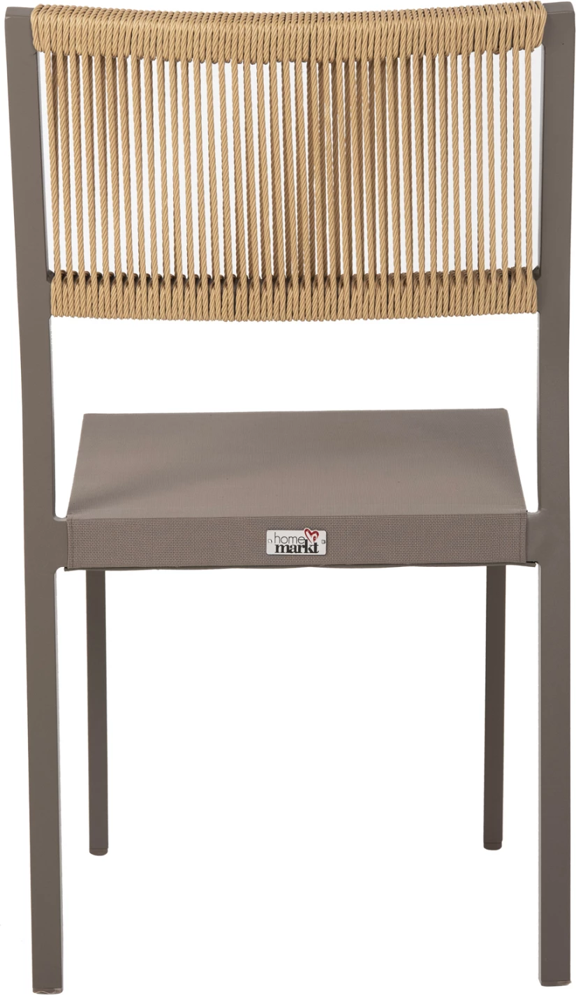 Karrige alumini, kornizë shampanjë dhe tekstil me ratan sintetik bezhë, 46x55.5x83H cm