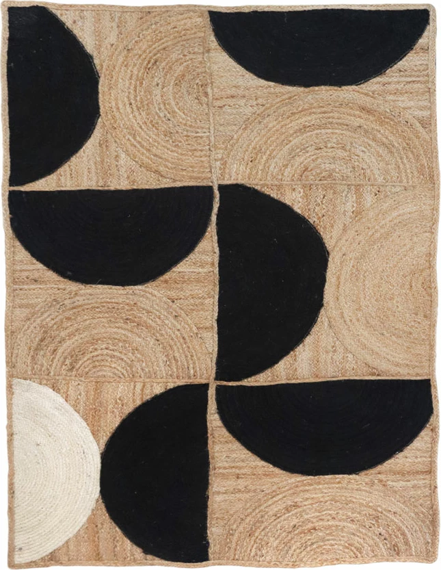 Qilim BELLEZZA, 210x140cm, jute, bezhë, e zezë, e bardhë