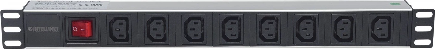 PDU Rack 1U Intellinet me ndërrues, zi-argjendtë
