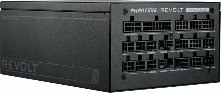Furnizues rryme Phanteks Revolt PH-P1600TR_BK01C 1600W 80 Plus Titanium ATX 3.0 plotësisht modular PCIe 5.0, i zi