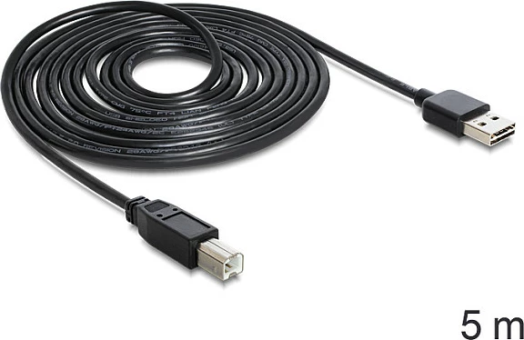 Kabllo USB DeLOCK 85553, USB-A (EASY-USB) në USB-B, USB 2.0, 5 m, e zezë