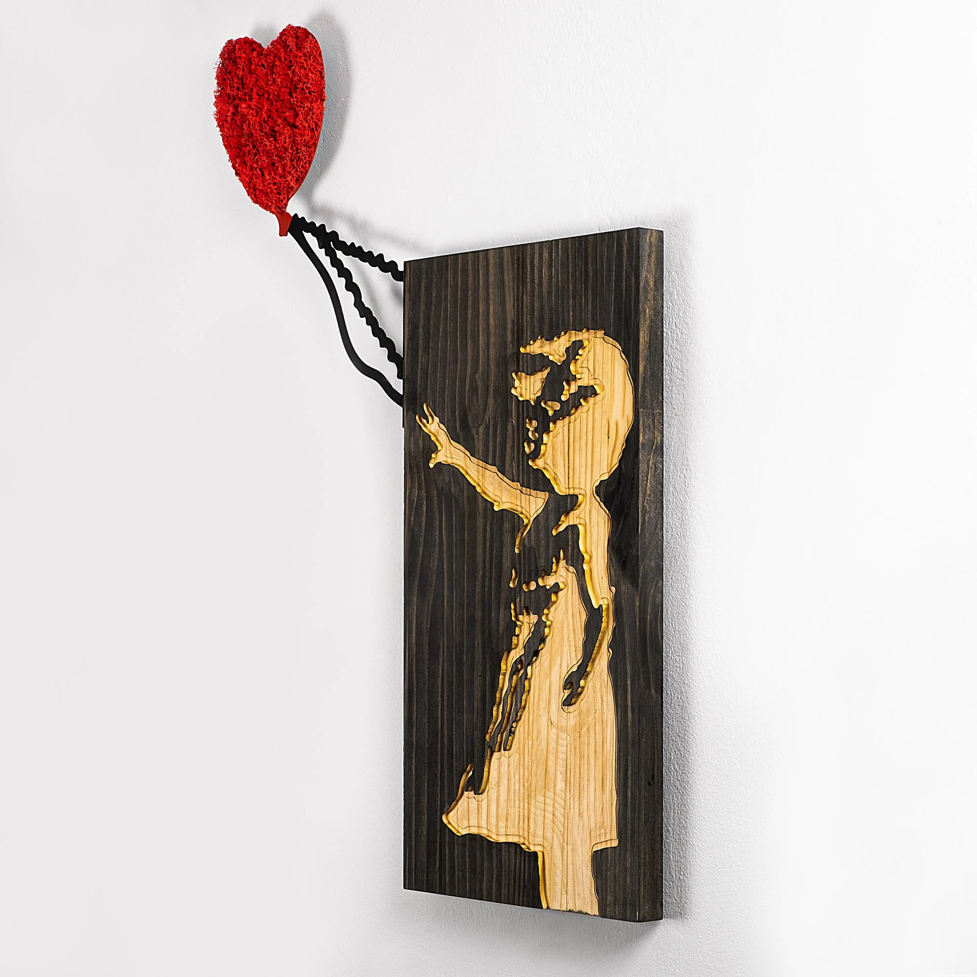 Aksesor dekorativ prej druri për mur, Wallity Banksy, 60x83cm