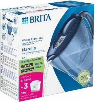 Filtruese uji BRITA Marella me 3 filtra Maxtra Pro PP, 2.4L, Blu
