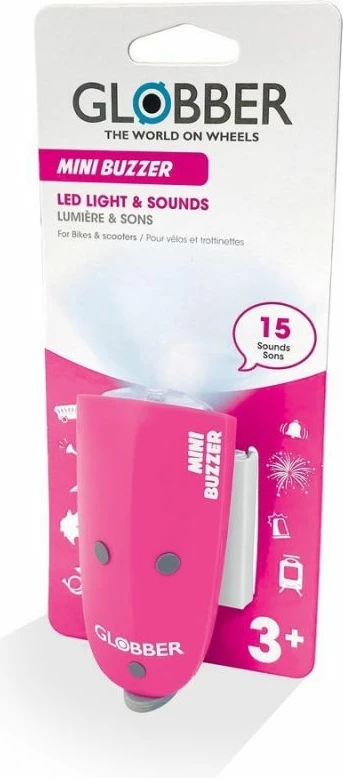 Dritë LED dhe borizanë për biçikleta Globber, për vajza, rozë