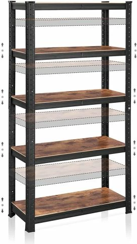 Raft magazinimi SONGMICS GLR030B01 30 x 75 x 150 cm, 5 nivele, 650 kg, kafe rustike/zi