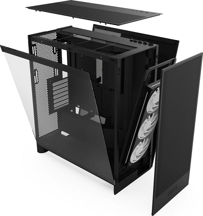 Kasë NZXT H7 Flow RGB, Midi Tower, ATX/EATX/micro ATX/Mini-ITX, Tempered Glass, e zezë