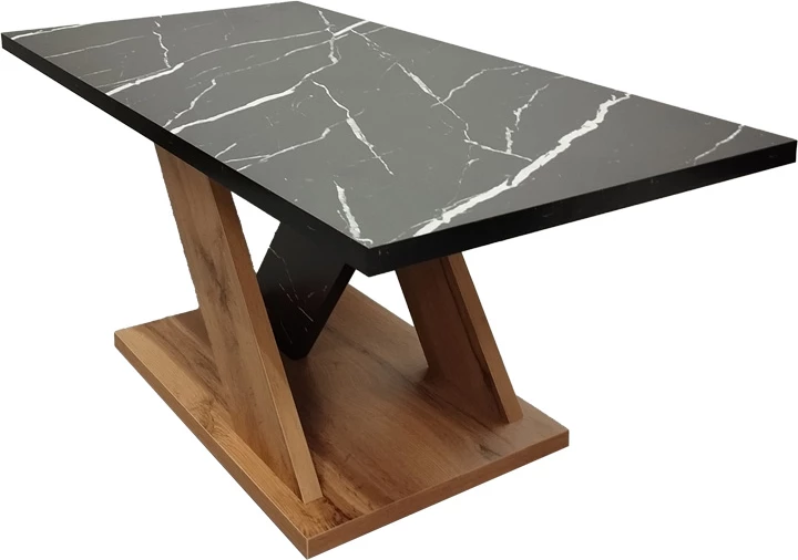 Tavolinë kafeje Solange, pamje mermeri të zi, ngjyrë sonoma, 110x55x47.5cm