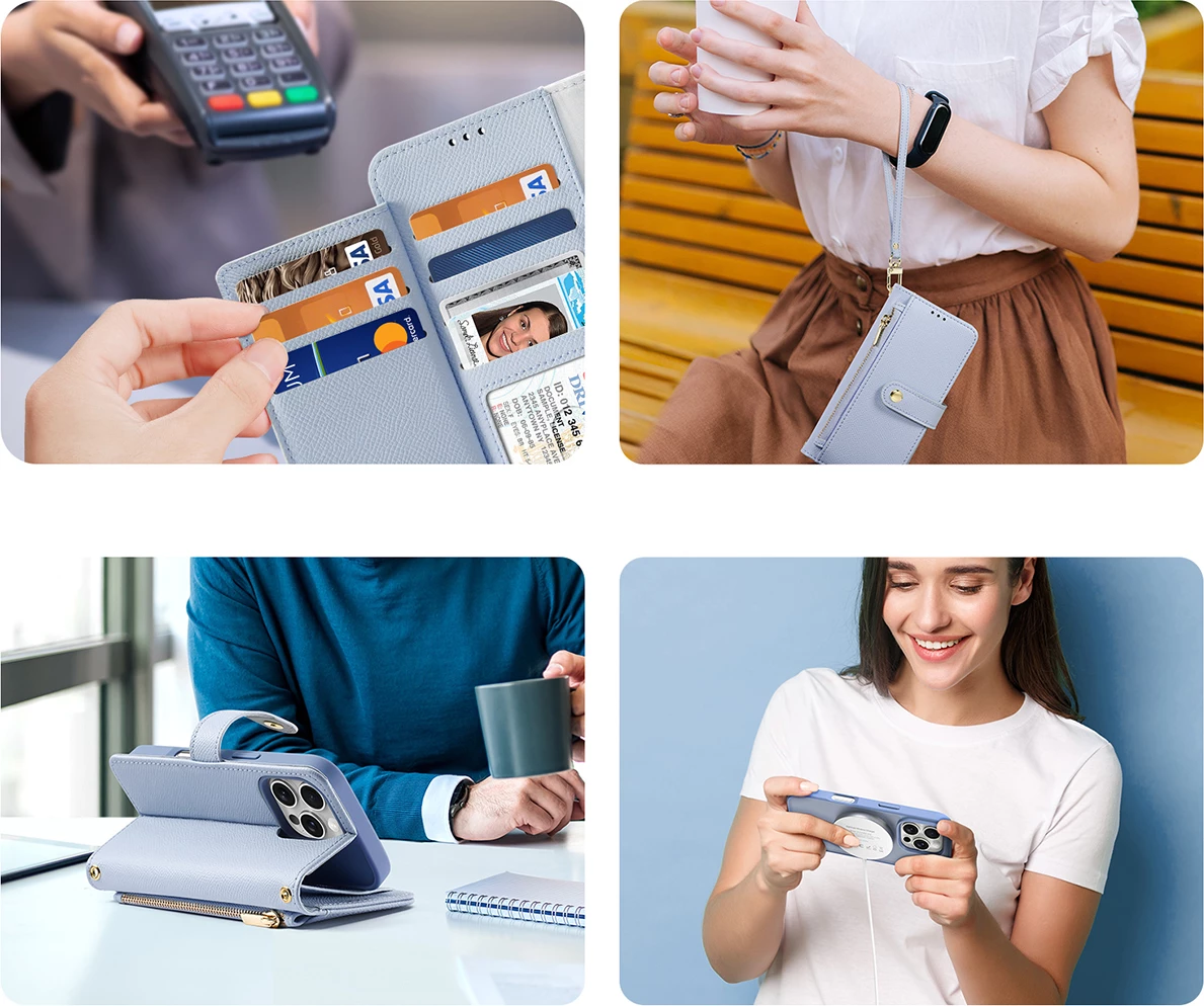 Mbështjellës Dux Ducis Lawa për iPhone 16 Pro Max, me portofol magnetik të ndashëm, kaltër