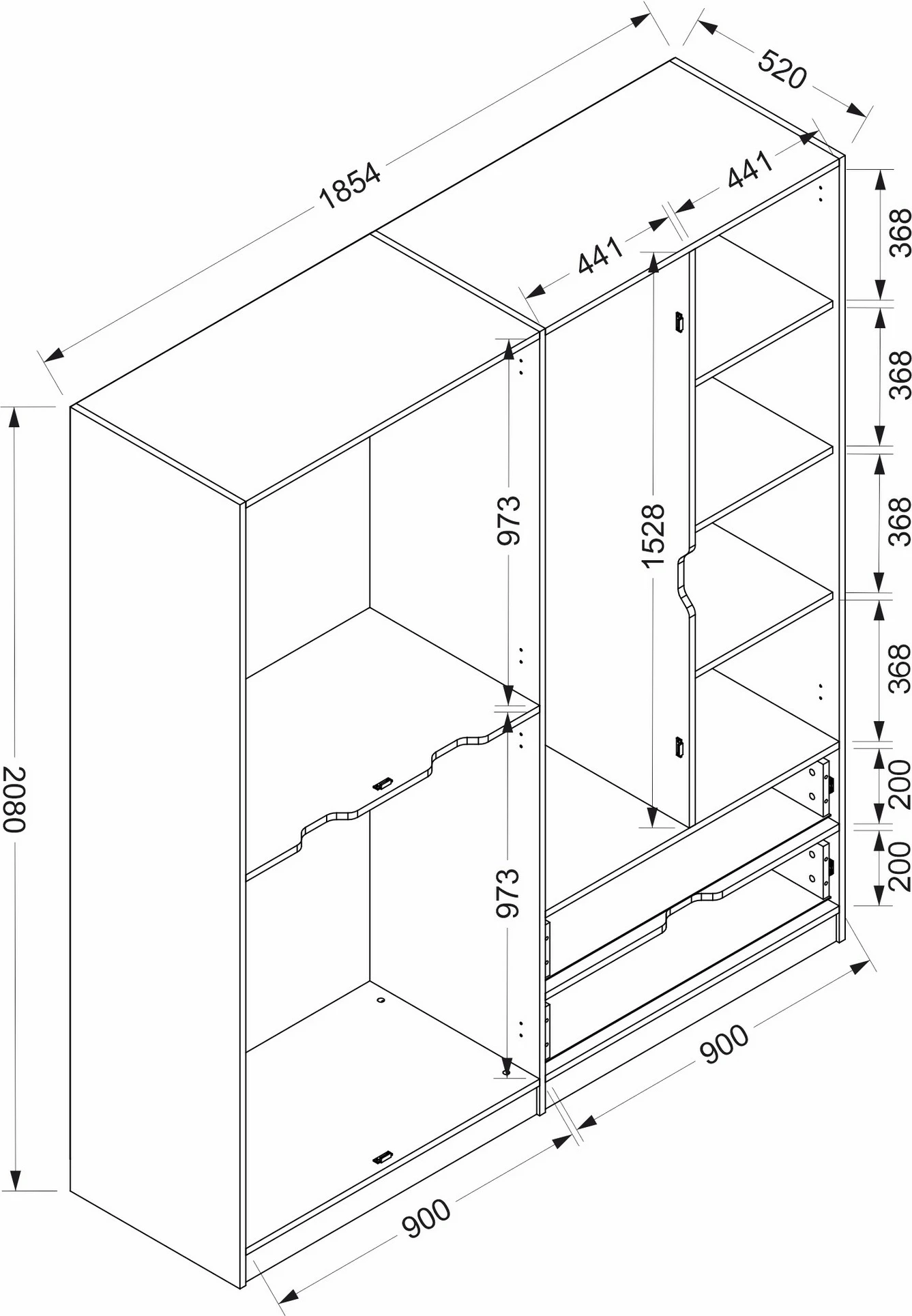Dollap rrobash Skye Decor, Elina - 7926, ngjyrë dore
