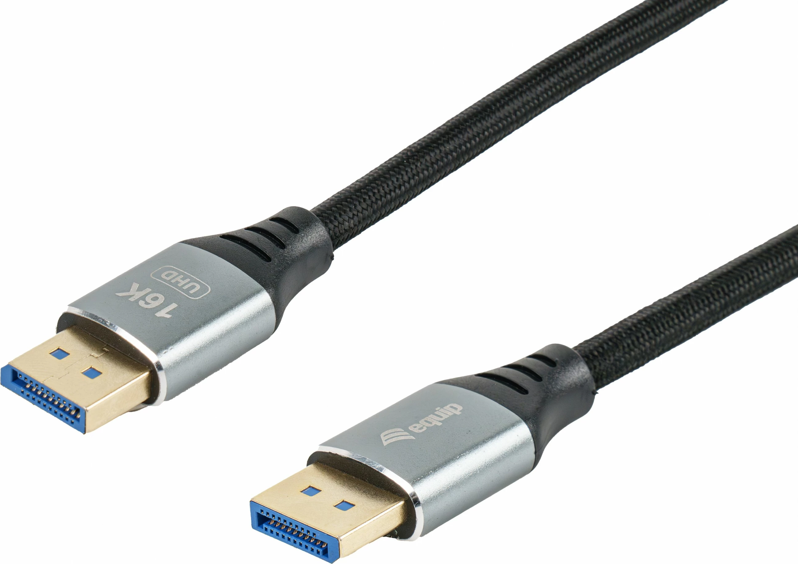 Kabllo DisplayPort 2.1 Equip, 2.0m, 16K/60Hz, 54Gbps, Argjendtë, Zi