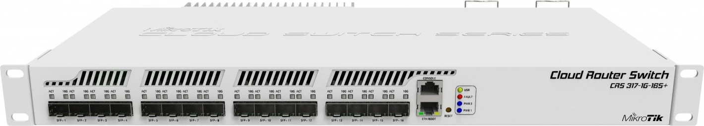 Switch i menaxhueshëm Mikrotik CRS317-1G-16S+RM, 16xSFP+, rackmount, i bardhë