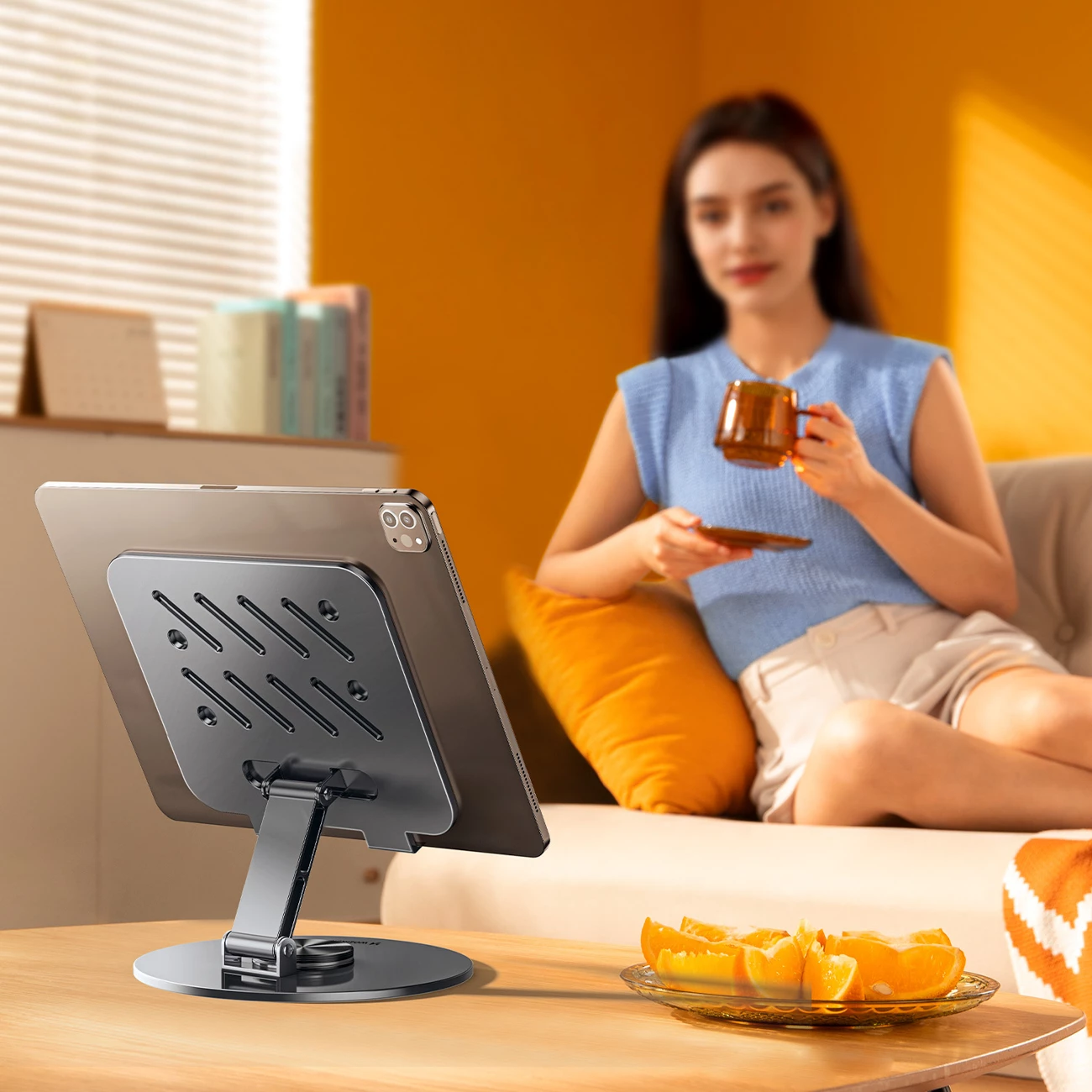 Mbajtëse tabletë Wozinsky WRS-DSY84SS, rrotullim 360°, alumini, gri