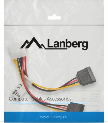 Kabllo furnizimi Molex në 2x SATA Lanberg CA-HDSA-11CU-0015 0.15 m, shumëngjyrëshe