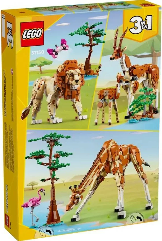 Set lodrash LEGO Creator 3-in-1 31150, 780 pjesë, Kafshë të egra nga safari, plastikë