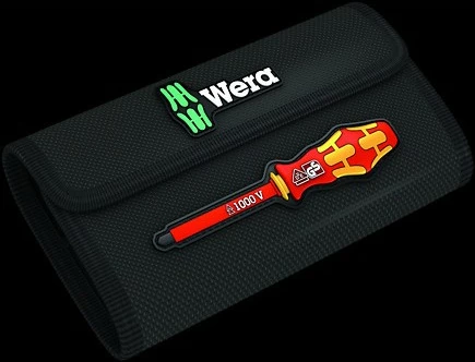 Set veglash Wera 7 copë, me mbajtës bitash VDE, me pouch tekstili, e zezë