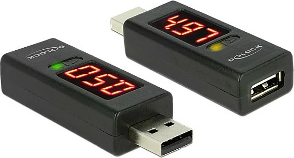 Adapter USB DeLOCK 65569 me ekran LED Volt/Amp, USB 2.0, 5V/4A, i zi