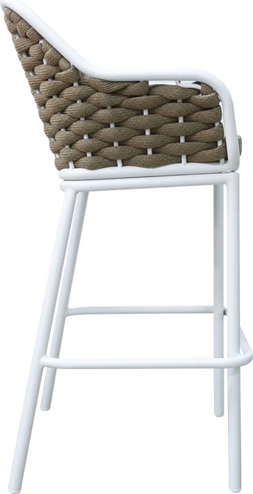 Karrige për bar Zuki alumini, e bardhë, e grumbullueshme, me jastëk, 55x54x109cm