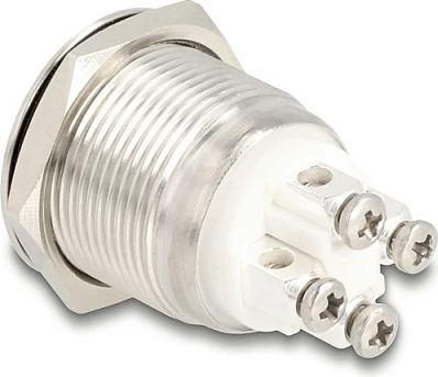 Buton shtypës DeLOCK 20980, i ndriçueshëm, IP65, 230 V / 3 A, 30 x 25 mm, argjendtë