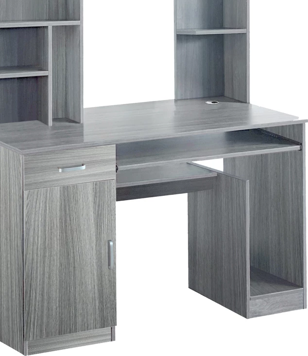 Tavolinë kompjuteri me bibliotekë Novelty, ngjyrë gri-lisi, 120x55x182cm