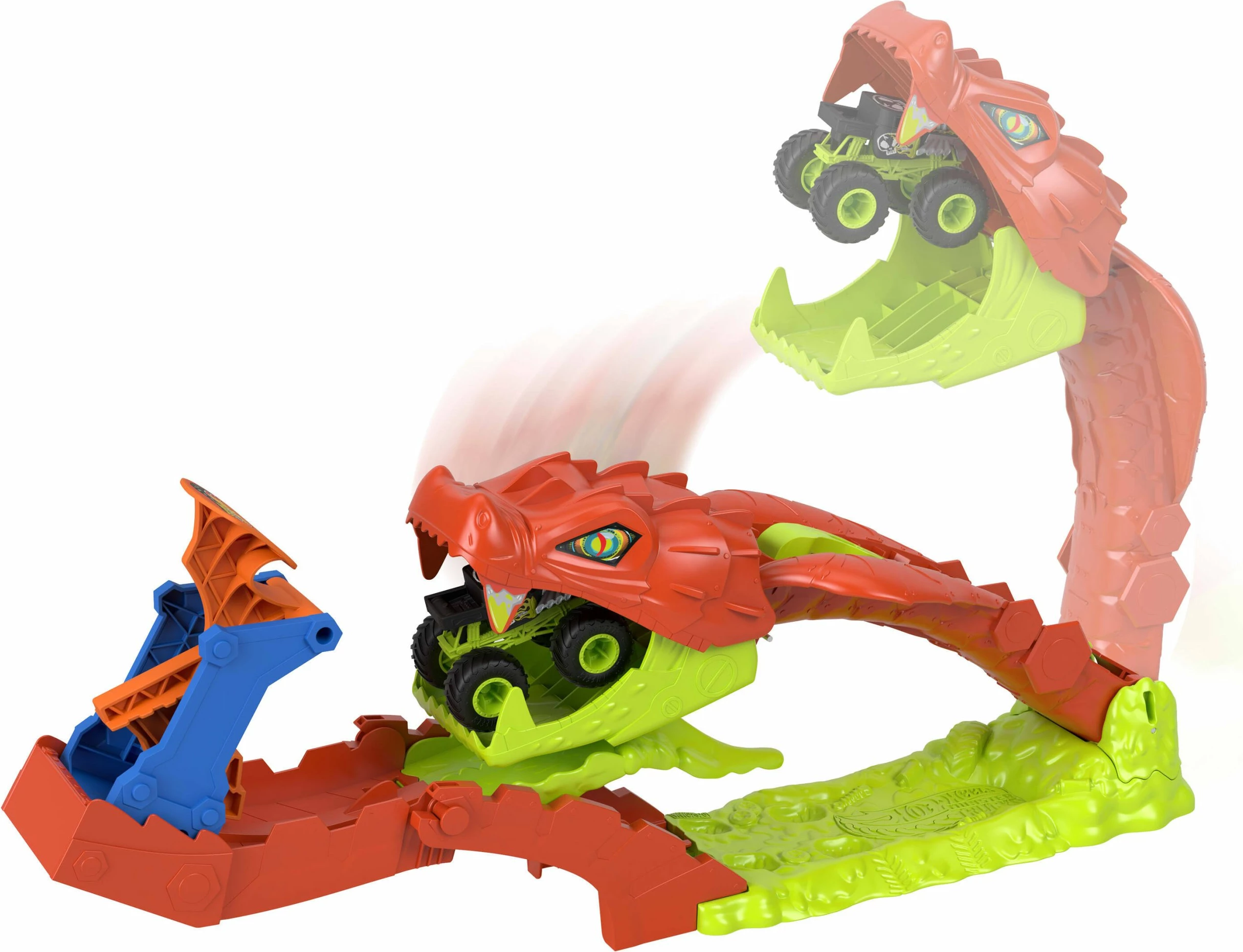 Set pistë makinash Hot Wheels Monster Truck JJN44, shkallë 1:64, me launcher dhe 1 makinë Bone Shaker