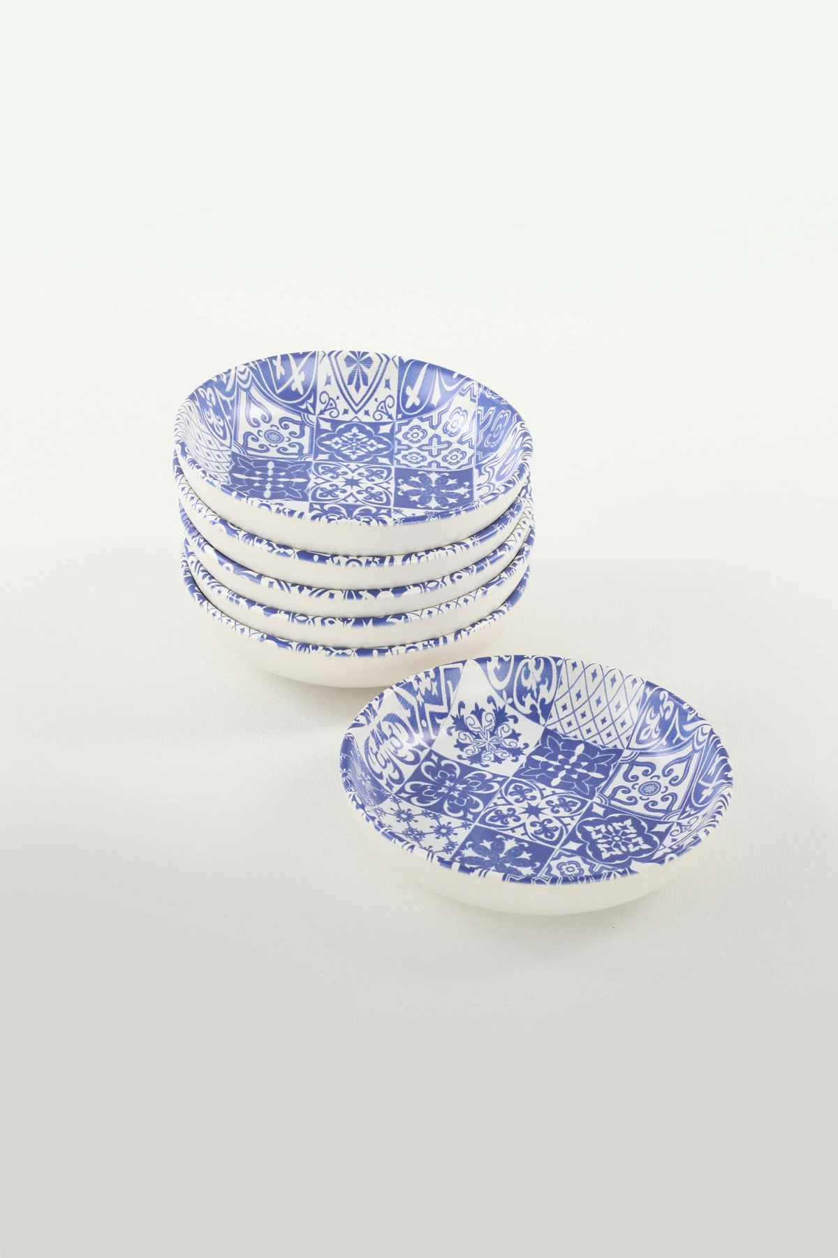 Set pjatash për salcë, Hermia Concept, bardhë dhe kaltër e errët, 13x13x3.1cm (6 copë)